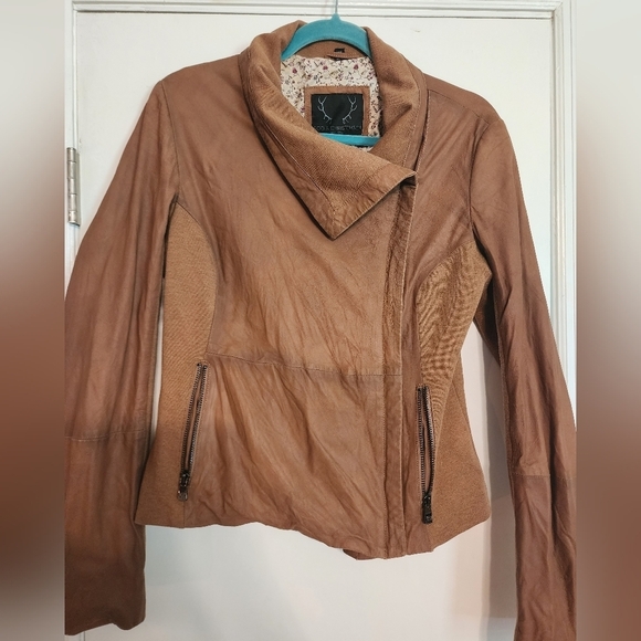 Bod & Christensen leather moto jacket brown size large - Picture 8 of 16